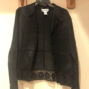 Black bagatelle suede and crochet jacket